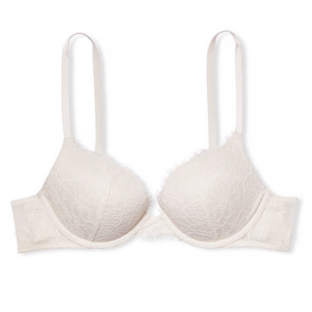 Victoria’s Secret Bra Dream Angels Lace Push Up Bra Bridal Wedding White sz 36C